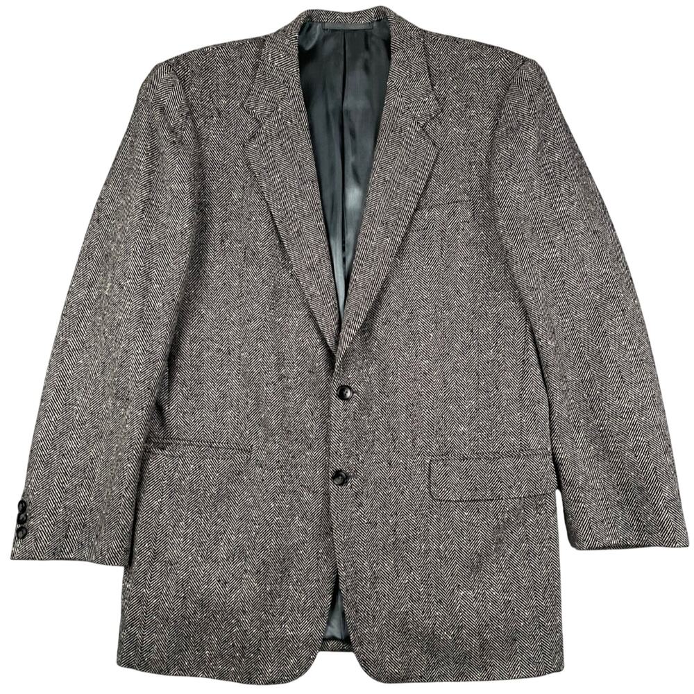 Vtg Ermenegildo Zegna Cloth Herringbone Wool Blazer Tak Tak Tailor Hong Kong 42R
